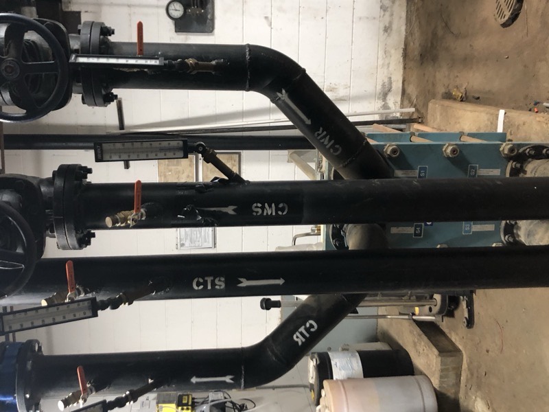 Industrial process piping with heat exchanger and instrumentation